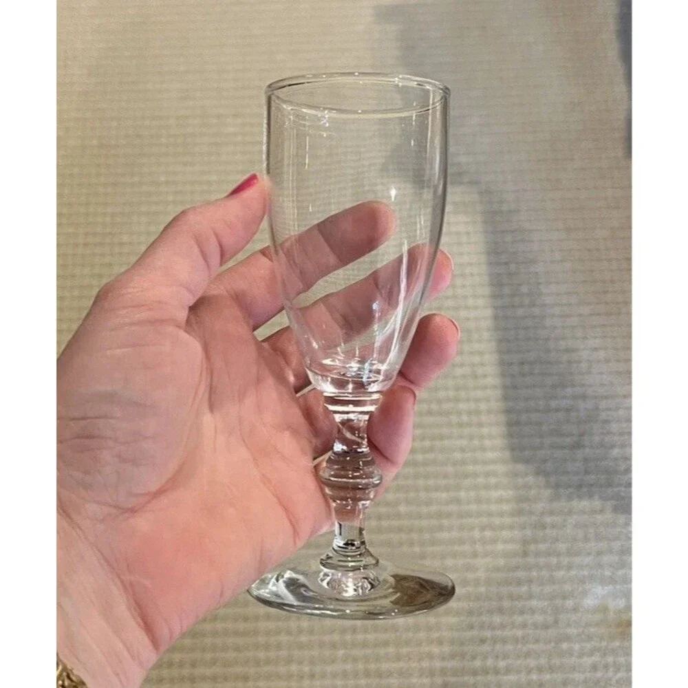 Mid Century Modern Clear Libby Georgian Bamboo Stemmed Glasses (Set of 2)